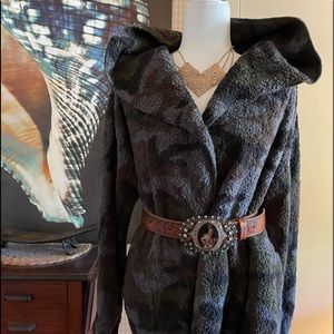 Camo Fleece Hoodie Cardigan